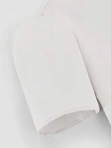 Modern Filipiniana Blouse With Butterfly Sleeves, Minimalist Elegant Petal Sleeve Round Neck Pullover Top - White - View 8