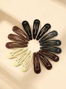 15pcs Water Drop New Viral Hair Clips, Colorful Candy-Colored BB Clips, Oil-Drip Hair Clips, Bangs Side Clips - Multicolor - View 1