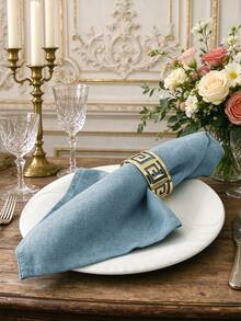 2/6/12PCS French Style Solid Color High Quality Napkins, Flat And Thick, Reusable, Suitable For Weddings, Banquets, Valentine's Day, Picnics, Parties, Gatherings, Home Daily Decoration - Blue - View 6