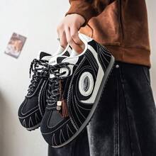 New Men's Colorblock Thick Sole Casual Running Shoes, Breathable, Vintage Street Style, Suitable For All Seasons - Black - View 6