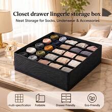 Cabinet And Drawer Underwear Organizer, Wardrobe Clothes Bra Underwear Organizer, Socks Pants Home Use Foldable Storage Box - Black - View 3
