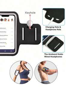 Sweatproof Running Phone Armband, Touch Screen Adjustable Elastic Holder With Key Slot & Earphone Hole, Unisex Lightweight Sport Pouch For Gym Cycling Hiking - Multicolor - View 2
