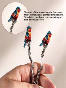 2/4/8pcs Vintage Colorful Bird Spoons, Mini Branch Bird Spoons, Suitable For Coffee Stirring, Honey Scoop, Jam, Yogurt, Dessert, Afternoon Tea Use - Silver - View 5