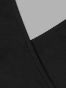 DONICY Fall Clothes For Women V Neck Wrap Dress, Long Sleeve Ruched Irregular Hem Bodycon Mini Dress - Black - View 3