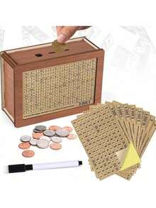 1pc Wooden Piggy Bank With Counter, Home Decor Wooden Craft - Brown - View 2