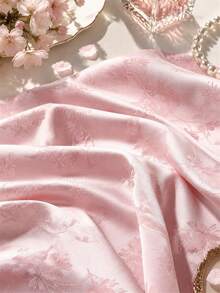 1pc Pink Matte Floral Jacquard Cloth, Elegant Embossed Flower Finish, Foldable Supple Texture, Soft Smooth Reverse Side Design, Eye-Catching Textile For Garment Making, Event Ornament, Backdrop Layout And Handmade Craft Creations - Multicolor - View 5