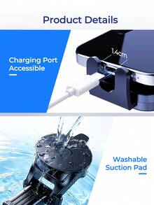 REMAX Universal Car Phone Mount For Dashboard Windshield, Strong Suction Cup Phone Holder With 360° Rotatable Extendable Arm, One-Hand Operation Washable Pad, Fits 4-7.2 Inch Phones,Car Accessories, Car Essentials, Car Stuff - Black - View 9