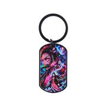"Demon Slayer" Anime Dog Tag Style Keychain - Includes Nezuko, Mitsuri, Rengoku, Inosuke And Other Characters Metal Pendant Key Ring, Cartoon Character Key Chain Gift Designed For Anime Fans, Featuring Double-Sided 3D Embossed Craftsmanship With Premium Texture - Multicolor - View 11