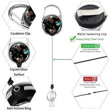 1 Set Black Ditsy Floral ID Badge Holder, Cute ID Card Lanyard And Detachable Neck Strap, Retractable Keychain, Heavy Duty Badge Reel With Quick Release Clip For Nurses, Teachers, Students, Doctors, Interns, Gift - Cute Style - View 3