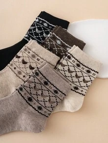 5雙格紋愛心圖案趣味個性化兒童中筒襪 - 彩色 - 查看 3