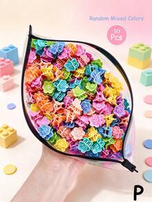 50pcs Girls Kids Colorful Floral Bow Rabbit Ear Butterfly Hair Clips, Rainbow Y2K Small Hair Clips, Daily Use Hair Accessories - Multicolor - View 15