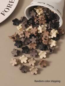 200/100/50/10PCS Random Mini Coffee Floral Hair Clips, Women's Sweet Small Bangs Hair Clips, Multi-Functional Side Top Hair Clips, Daily Hairstyling - Multicolor - View 2