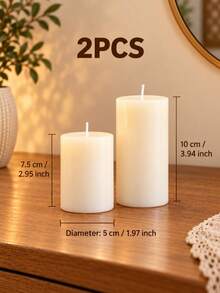 Nến trụ mặt phẳng màu trắng, đường kính 2 inch, chiều cao từ 2–8 inch, bộ đơn và nhiều món cho trang trí nhà cửa, bàn ăn, đám cưới và tiệc - Trắng - Xem 18