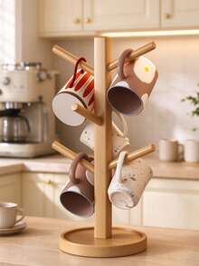 Mug Holder Tree, Freestanding Coffee Mug Rack With 6 Hooks, Countertop Cup Storage Organizer, Durable Mug Display Stand For Coffee Cups, Mugs, Tea Cups, Practical Kitchen Counter Accessory For Home Coffee Bar Decor - Multicolor - View 3