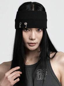 1件裝時尚龐克哥德風針織軟質防滑彈性鏤空髮箍，適合女性，海灘、度假、瑜珈運動、日常穿著，多場合百搭 - 彩色 - 查看 2