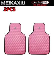 MEIKAXIU 1/2/4PCS Crown Rhinestone Blingbling Diamond PU Leather 3D Car Floor Mats, Easy To Clean, Durable, Universal Fit Car Floor Mats Protective Pads For Women - Soft Leather Rhinestone Crown Edition - View 13
