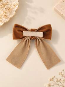 2pcs Brown Velvet Girls Hair Clips With Bow, Cute Bear Embroidery Decor Alligator Clips, Daily New Year Holiday Party Birthday Christmas Casual Autumn Winter Hair Accessories For Kids - Multicolor - View 8