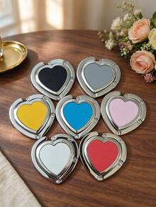 1pc Elegant Heart Shaped Foldable Metal Bag Hanger, Smooth PU Inlay, Portable Table Edge Purse Hook, Home Organization And Storage, Office Supplies And Accessories, Room Decor, For Cafe, Office, Daily Dating & Party Use - Multicolor - View 3