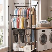 Giá treo áo khoác thiết kế tiết kiệm không gian kết hợp hai lớp và một lớp, trang bị bánh xe di động độc lập, giá treo áo khoác phòng khách một lớp, giá treo di động, dễ dàng tháo lắp - Nhiều màu - Xem 5