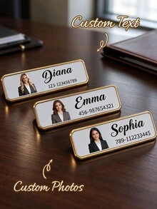 Customized Photo Engraved Name Image Badge With Pin - Universal Stainless Steel Identification Tag Personalized Title Nameplate, Personalized Gift - Multicolor - View 3