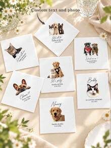 Personalized Pet Cocktail Napkins Custom Paper Napkins Beverage Dessert Napkins Wedding Anniversary Engagement Party Dog Cat Wedding Napkins - Multicolor - View 2
