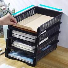 A4 Desktop Stackable File Storage Box, Coated Plastic Paper Tray/Storage Tray, Suitable For Home And Office - 1pcs - View 5