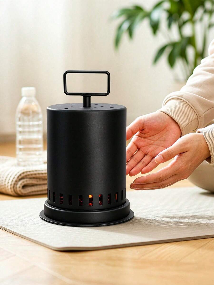 1Pc Portable Tabletop Mini Stove Heater, 360° Air Circulation Metal Small Heating Furnace With Top Handle, Stable Base Desktop Fire Pit For Indoor Home Winter Warm Decoration - Heater - View 1
