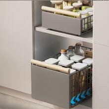 Multifunctional Foldable Pull-Out Storage Basket For Organizing Kitchen, Bathroom, Living Room, Storing Spices, Small Essentials, Space-Saving Easy Access And Tidying Up Your Home, Stylish And Versatile Storage Solution - Grey - View 2