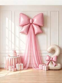 5pcs DIY Bow Birthday Background Decoration Balloon Set, Suitable For Princess Theme Party Decoration, Baby Shower, Christmas Proposal And Halloween Decoration - Multicolor - View 1