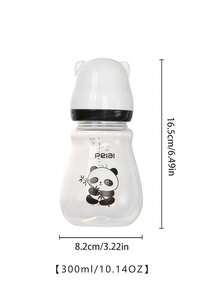 1 bình sữa em bé miệng rộng họa tiết gấu trúc, chất liệu PP, núm ti silicone, phù hợp cho trẻ sơ sinh từ 0-1 tuổi - Đen và trắng - Xem 11