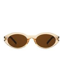 1 Pair Women's Oval Retro Color-Block Personalized Outfit Ins Hot Girl Street Style Fashion Glasses - Through Tea - View 4