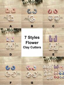 Geometric C Shape Hollow Clay Cutter, Abstract Open Hoop Silhouette Mold For Polymer Clay DIY Handmade Jewelry Craft Tool - White - View 3