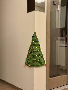 DIY Corner Wall Christmas Tree Craft Kit, Soft Fluffy Plush Yarn Xmas Tree With Colorful Pom Poms & Adhesive Hooks, Handmade Christmas Wall Decoration For Home Apartment Dorm Holiday Party - Christmas Tree DIY Kit - View 11