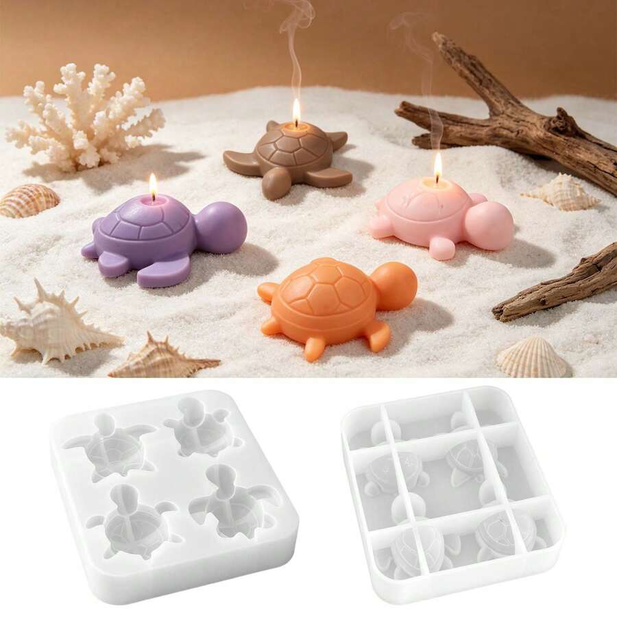 4-Cavity DIY Crystal Resin Turtle Series Silicone Mold, Turtle Keychain Backpack Charm Jewelry Accessory Mold - Turtle Mold - View 1