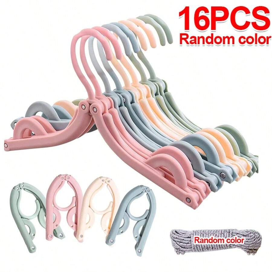16Pcs Travel Portable Foldable Clothes Coat Plastic Hangers Folding Slotted Tool Hook - View 1
