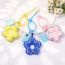 1Pc Cute Y2K Padded Flower Keychain, Aesthetic Colorful Acrylic Chain Pendant, Kawaii Coquette Keyring For Women Girls - Multicolor - View 4