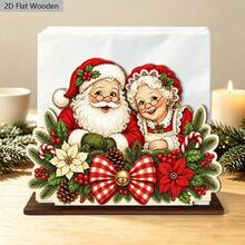 Set Kotak Tisu Bertema Santa Claus dan Nyonya Claus (2 Buah), Cocok untuk Dekorasi Meja Makan Bertema Natal, Pilihan Ideal untuk Dekorasi Meja Natal dan Hadiah Liburan - kayu - View 9