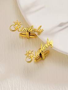 1 Pair Customized Initial Letter Cufflinks For Groom Gold Color Stainless Steel Minimalist Cufflinks Personalized Jewelry Wedding Gifts - Multicolor 3 - View 2