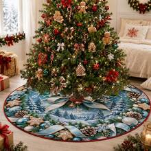 1 buah Alas Pohon Natal Motif Hutan Cahaya Bulan Biru Es, Dekorasi Liburan Elegan, 5 Ukuran, Hadiah Liburan Unisex, Cocok Untuk Dekorasi Natal di Rumah dan Pesta - Hutan Biru Es yang Diterangi Cahaya Bulan - View 9