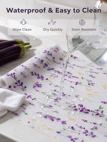 4pcs Refrigerator Mat/Cabinet Shelf Liner (Violet Pattern), Moisture-Proof, Anti-Slip, Washable, EVA Material, Suitable For Refrigerator And Kitchen Decor, Refrigerator Liner, Drawer Mat, Shoe Cabinet Mat, Cabinet Mat, Fruit And Vegetable Freshness Mat, Kitchen Accessories/Kitchen Supplies/Home Decor - Lavender Pattern - View 7