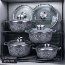 10 Pieces Non‑Stick Granite Casserole Pot Set With Tempered Glass Lids,1.3L‑5.5L,16‑26cm,Multi‑Size Cooking Pots Compatible With Induction And Gas Stove For Home Kitchen Daily Stew Boil Cook - View 7