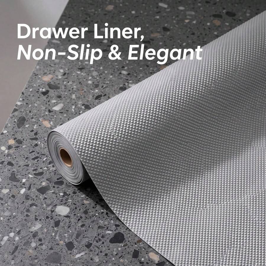 1 Roll Of Simple And High-End Style Gray Diamond Patterned EVA Drawer Pad, With Fine Grid Details, Anti Slip And Wear-Resistant, Available In Multiple Sizes, Suitable For Cabinets And Wardrobes, Protecting Cabinets For Easy Home Storage.