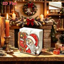 2D Flat 1PC Christmas Desktop Ornament Wooden Tissue Holder Santa Claus Photo Prop Decoration Winter Home Holiday Creative Gift New Year Decor Prop - Multicolor - View 5