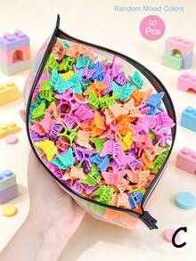 50pcs Girls Kids Colorful Floral Bow Rabbit Ear Butterfly Hair Clips, Rainbow Y2K Small Hair Clips, Daily Use Hair Accessories - Multicolor - View 21