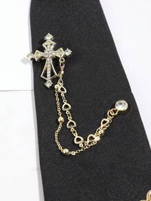 1pc Women's Fashion Rhinestone Cross Chain Choker Necklace, Suitable For Party, Outing, Dating, Shopping, Photography And Matching - Multicolor - View 4