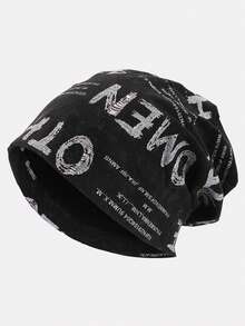 1PC Autumn/Winter Vintage Letter Cotton Pullover Beanie Hat, Slouchy Hat, Headscarf Hat, Suitable For Daily Use - Multicolor - View 9