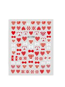 1pc Autumn/Winter New Christmas Valentine Style Mesh Heart Face Stickers, White Bowknot With Multi-Shape Mesh Heart Design For Christmas Valentine Makeup Decoration, Self-Adhesive For Easy Use - Multicolor - View 8