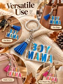 1pc Girl Boy Tassel Keychain, Mother's Day Gift, Transparent Acrylic Keychain Suitable For Giving To Mothers, Holiday Gift, Birthday Gift - Multicolor - View 3