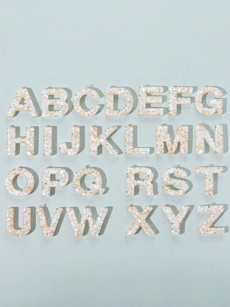 10/20pcs Random 26 English Letter Charms DIY Jewelry Accessories Bag Keychain Resin Epoxy Car Keyring - Letters Shipped at Random - View 1