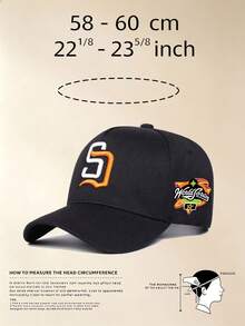 1pc Unisex SD Letter Embroidered Baseball Cap, Print Side Brim Hat, Adjustable Sun Protection Sports Cap, Street Casual Outdoor Travel Dad Hat - Multicolor - View 9